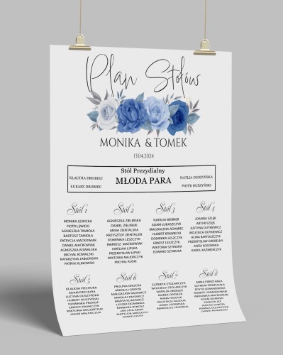 Przejdź do produktu Plakat plan stołów weselnych basic blue