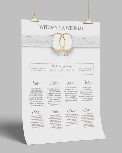 Przejdź do produktu Plakat plan stołów weselnych gold rings 