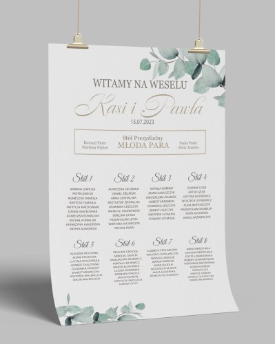 Przejdź do produktu Plakat plan stołów weselnych  Eukaliptus