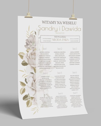 Przejdź do produktu Plakat  plan stołów weselnych Golden roses03