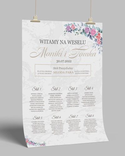 Przejdź do produktu Plakat plan stołów weselnych BLUE LEAVES 