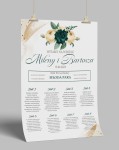 Plakat plan stołów weselnych Green rose