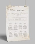 Plakat plan stołów weselnych light stand