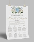  Plakat plan stołów weselnych niebieskie róże 
